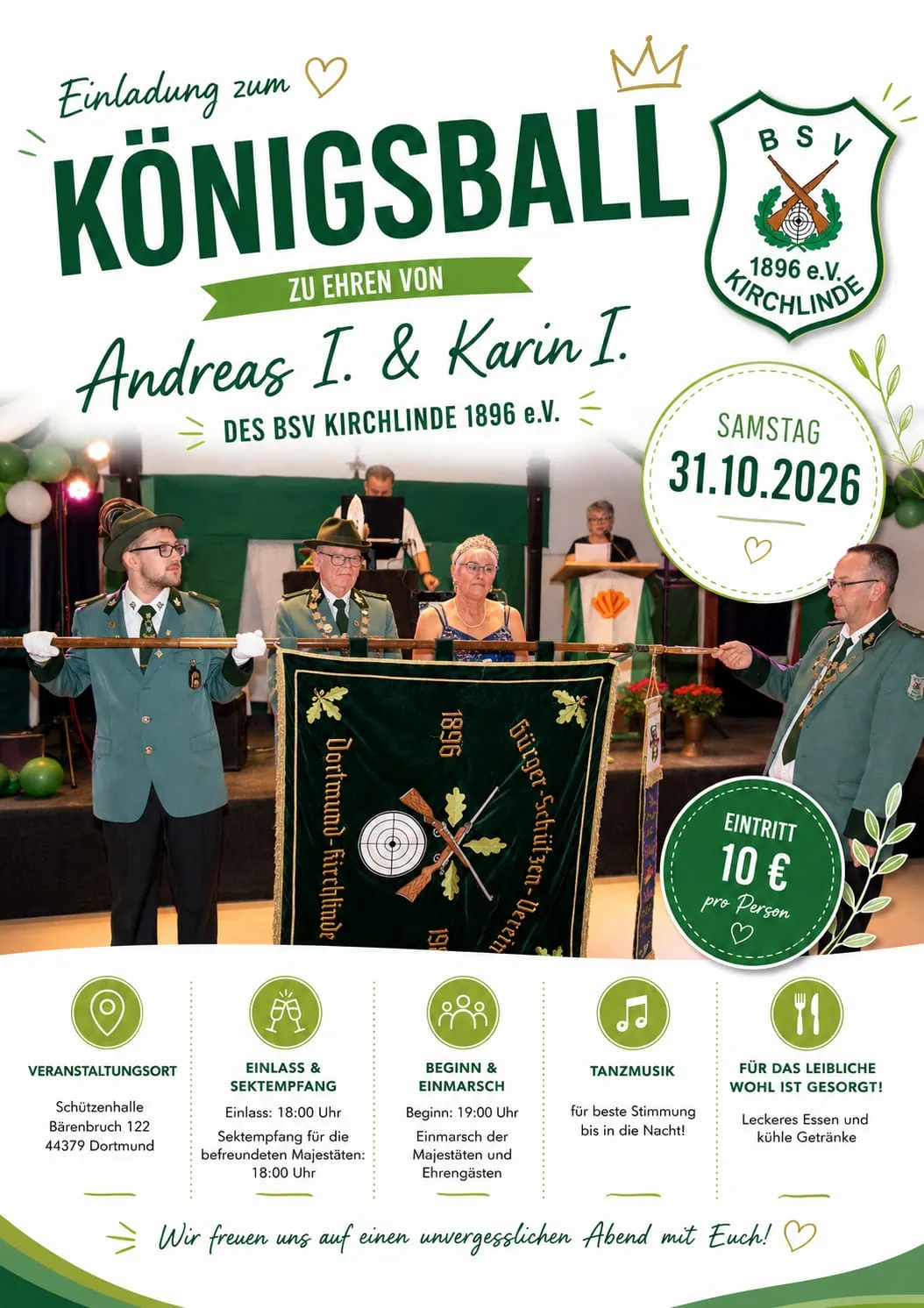 Einladung zum Königsball 2026 – Zu Ehren von Andreas I. & Karin I.